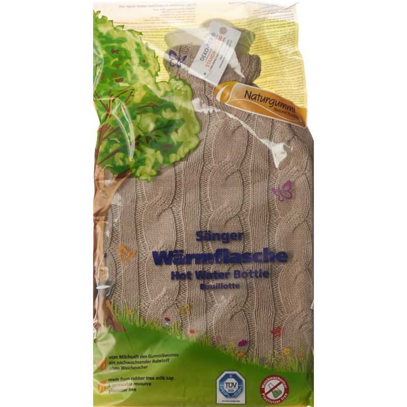 SÄNGER Wärmflasche 2l Strickbezug Zopf dunkelbe