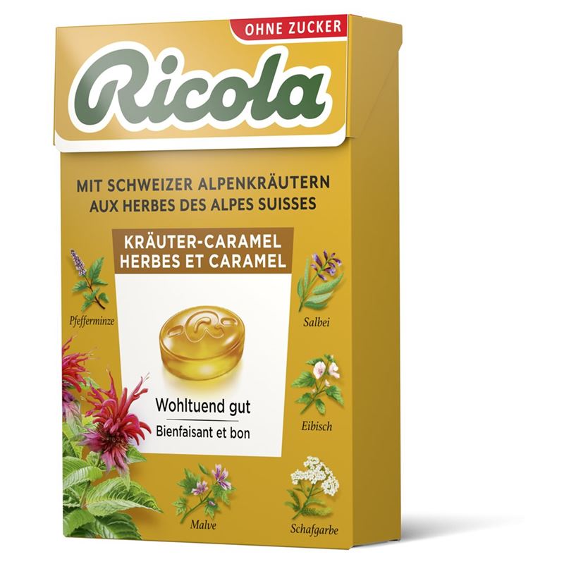 RICOLA Kräuter-Caramel o Zucker m Stevia Box 50 g