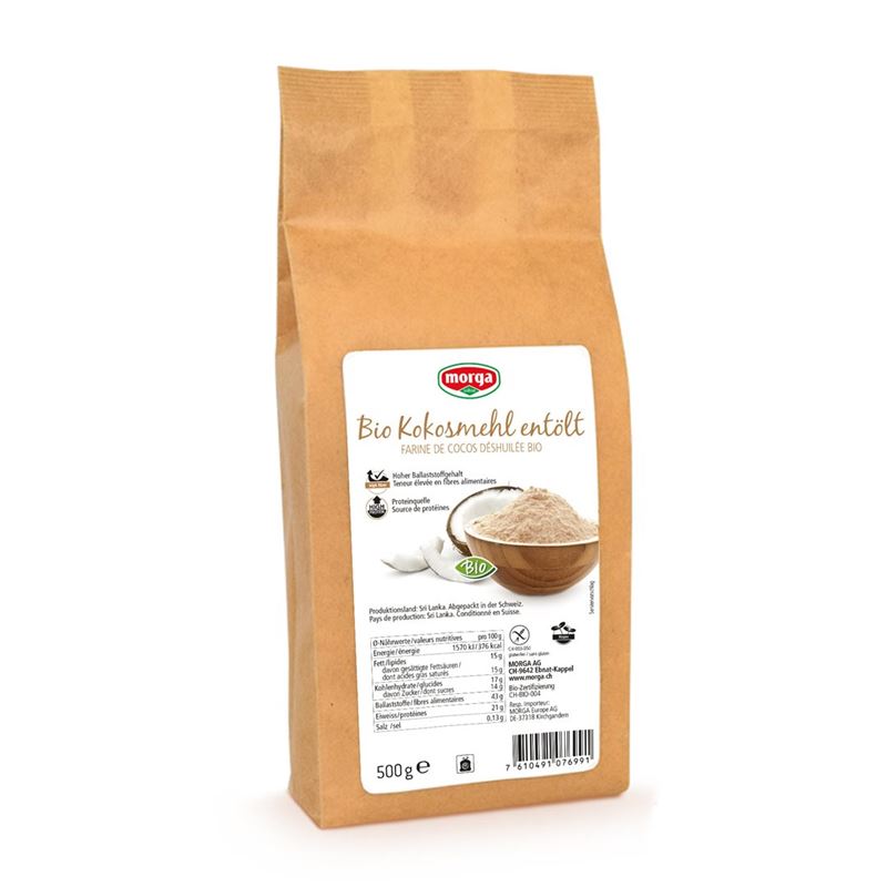 MORGA Kokosmehl entölt glutenfrei Bio 500 g