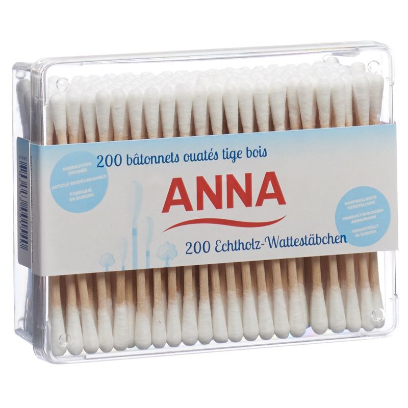 ANNA Wattestäbchen Holz 200 Stk