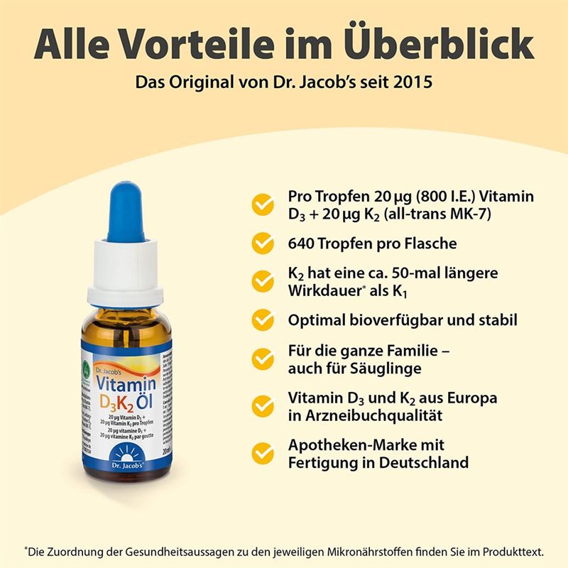 DR. JACOB'S Vitamin D3K2 Öl 20 ml