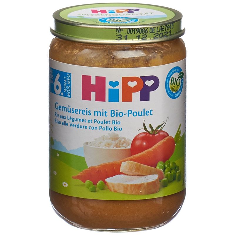 HIPP Gemüsereis mit Bio-Poulet Glas 190 g