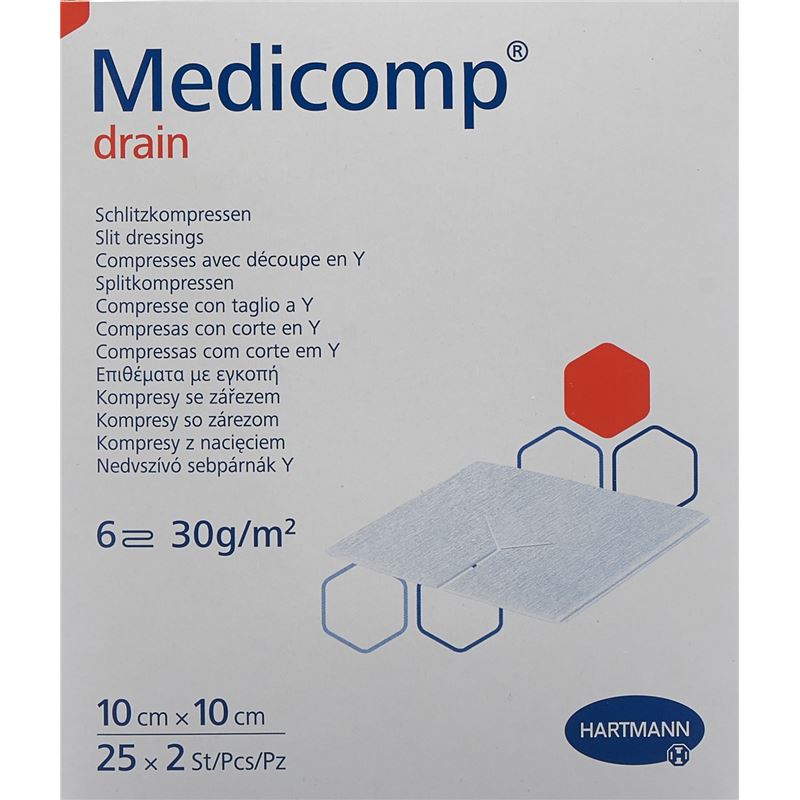MEDICOMP drain 10x10cm steril 25 Btl 2 Stk