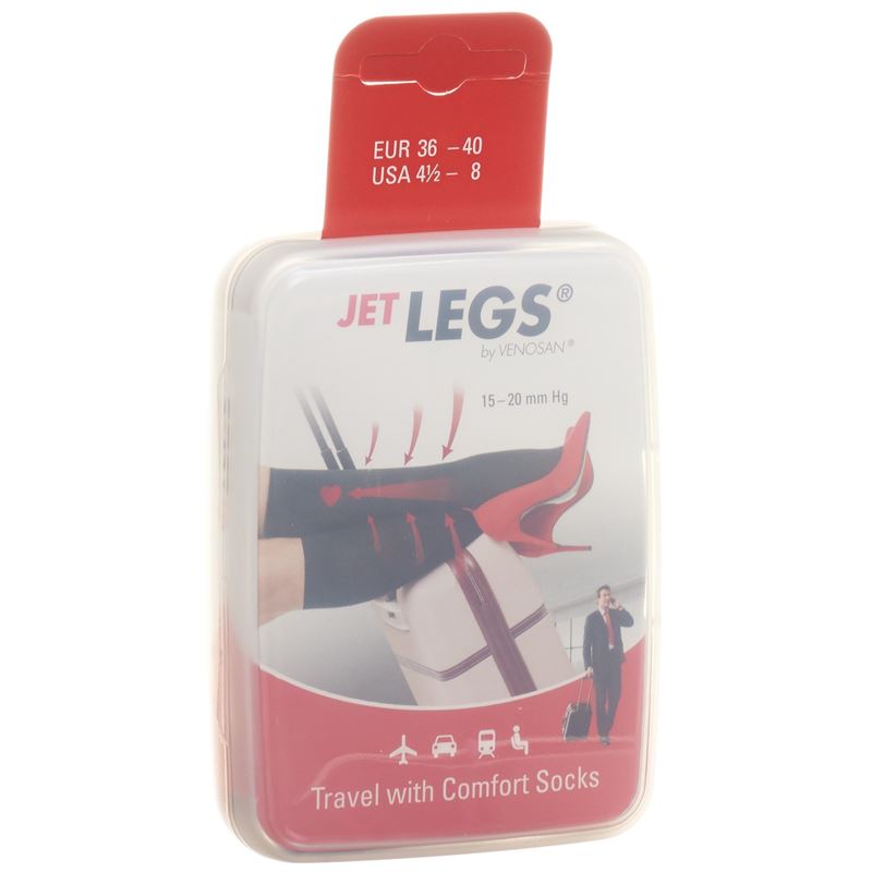 JET LEGS Travel socks 36-40 black Karton 1 Paar