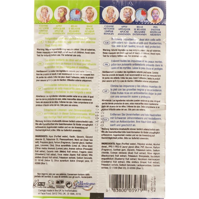FACE FOOD Gesichtsmaske Heidelbeer Zitron 2 x 6 ml