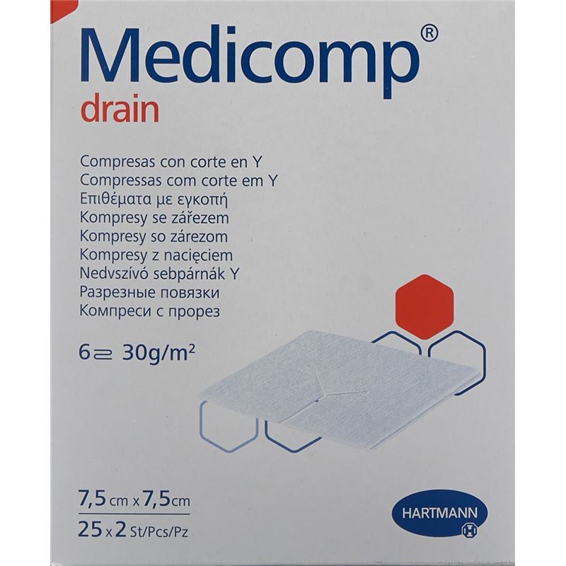 MEDICOMP drain 7.5x7.5 steril 25 Btl 2 Stk
