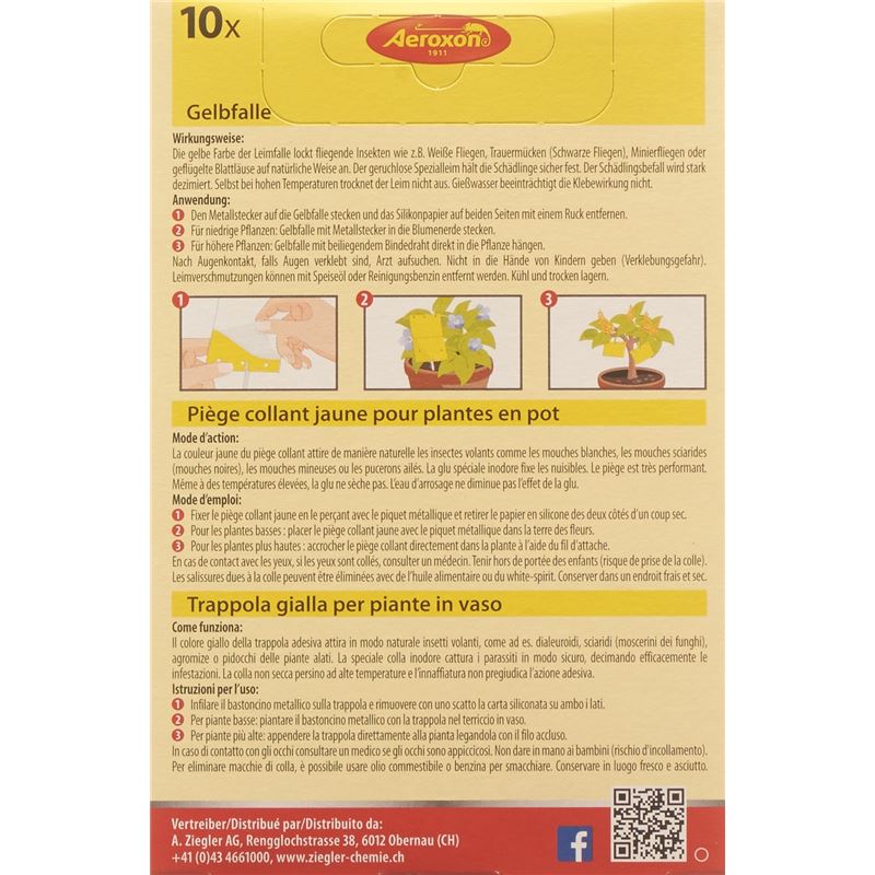 AEROXON Gelbfalle für Topfpflanzen 10 Stk