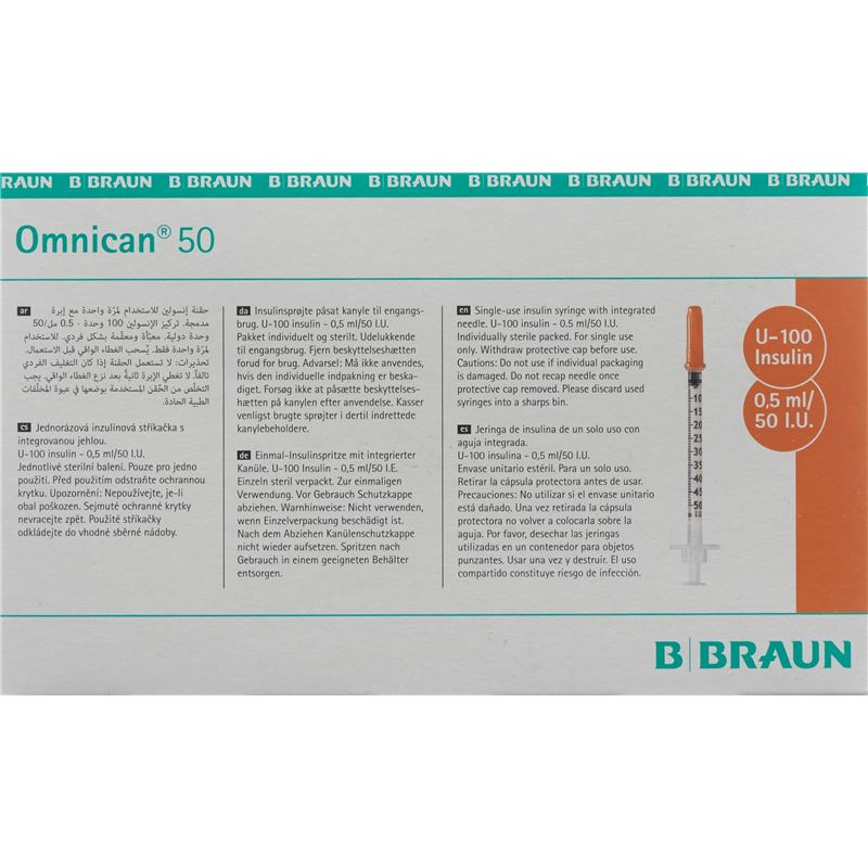 OMNICAN Insulin 50 0.5ml 0.3x12mm G30 einzel 100 x