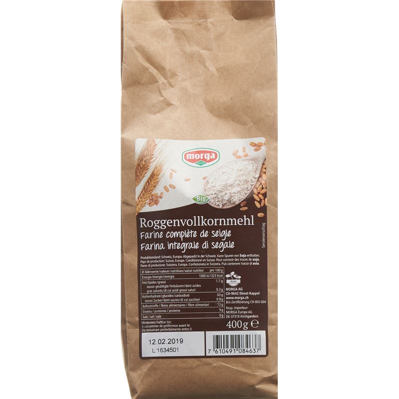 MORGA Roggenvollkornmehl Bio Btl 400 g