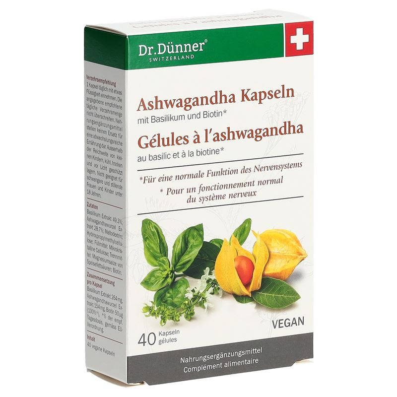 DÜNNER Ashwagandha Energie+Nerven Kaps 40 Stk