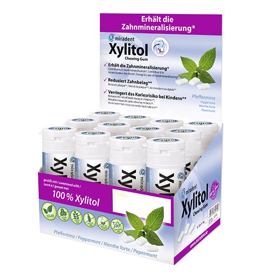 MIRADENT Xylitol Kaugummi Mint 12 x 30 Stk