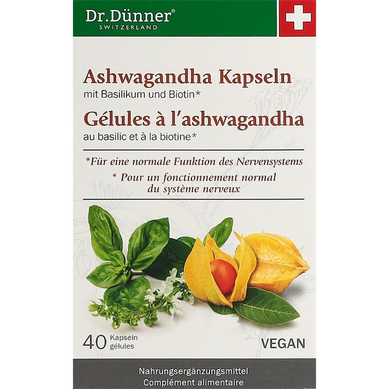DÜNNER Ashwagandha Energie+Nerven Kaps 40 Stk