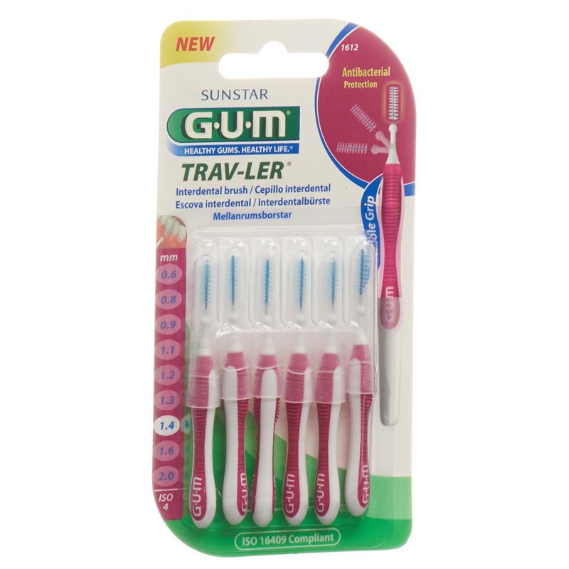 GUM SUNSTAR Trav-Ler 1.4mm cylindric pink 6 Stk