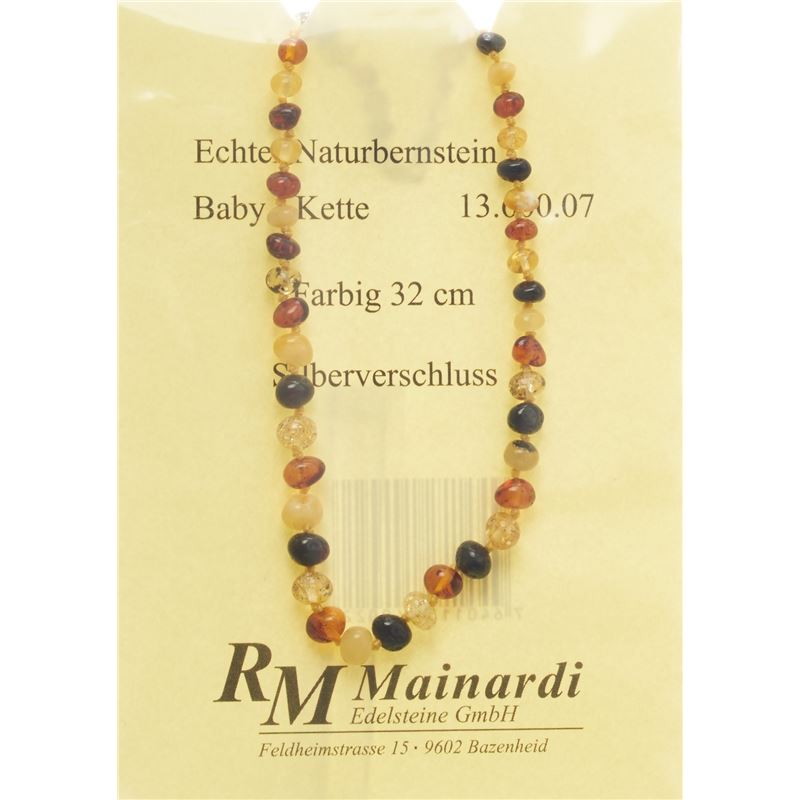 MAINARDI Natur Bernstein 32cm farbig Silberverschl