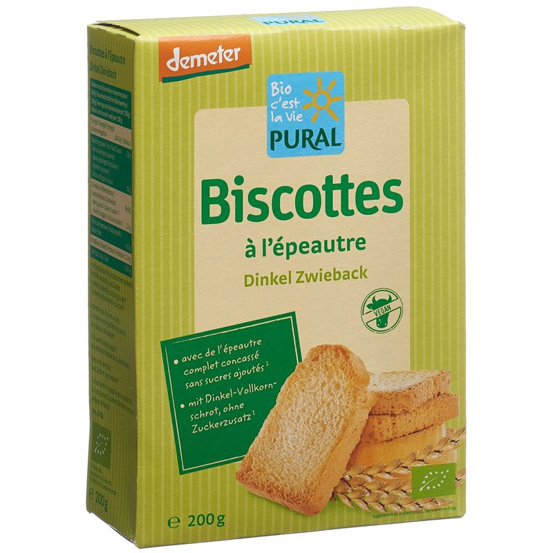 PURAL Dinkelzwieback ohne Zucker Demeter 200 g