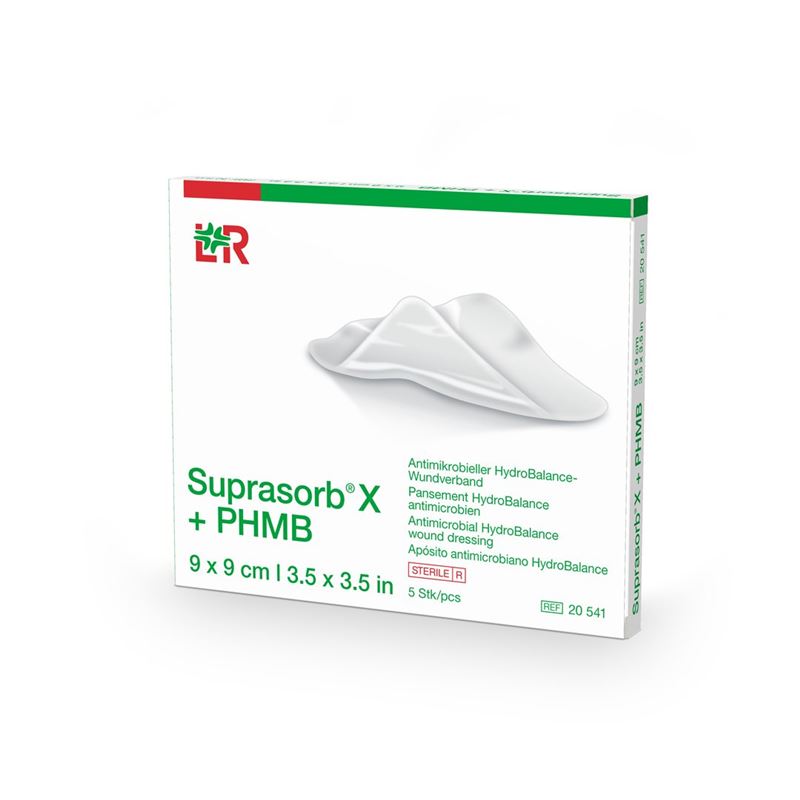 SUPRASORB X+PHMB HydroBal-Wundverb 9x9cm 5 Stk