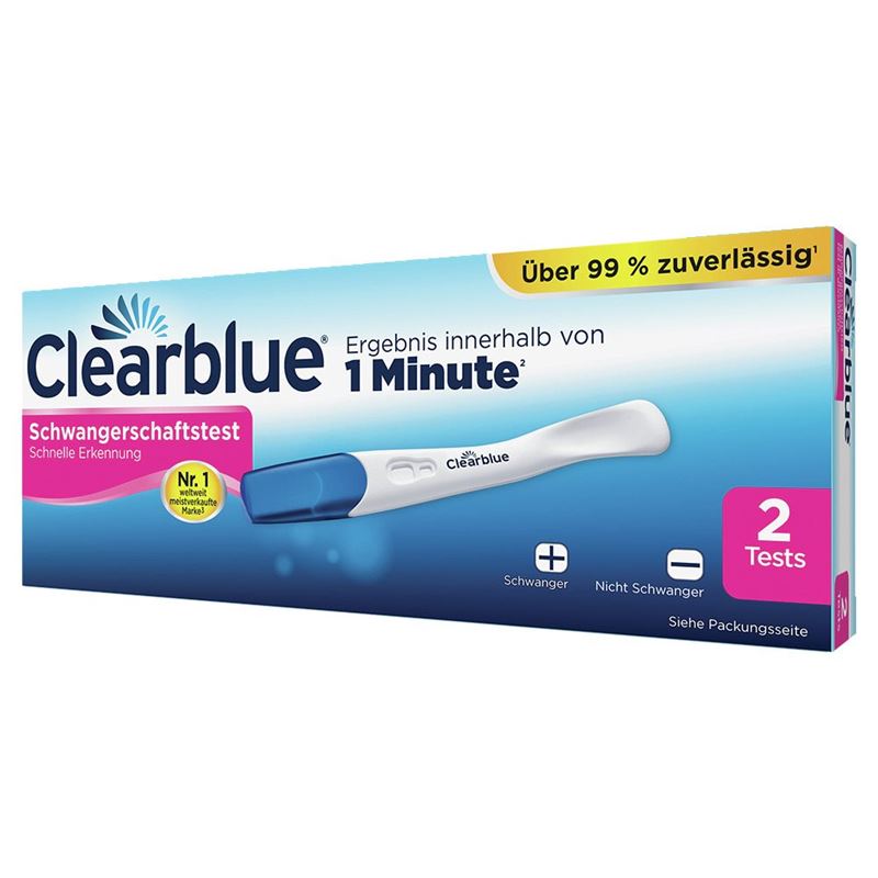 CLEARBLUE Schwangerschaftstest Schnell Erken 2 Stk
