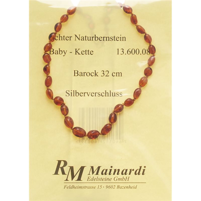 MAINARDI Natur Bernstein 32cm Barock Silberverschl