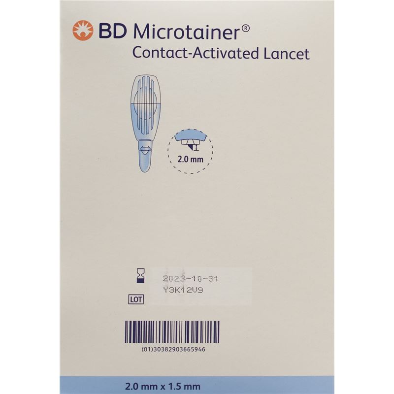 BD MICROTAINER kont Lanzetten 1.5x2mm blau 200 Stk