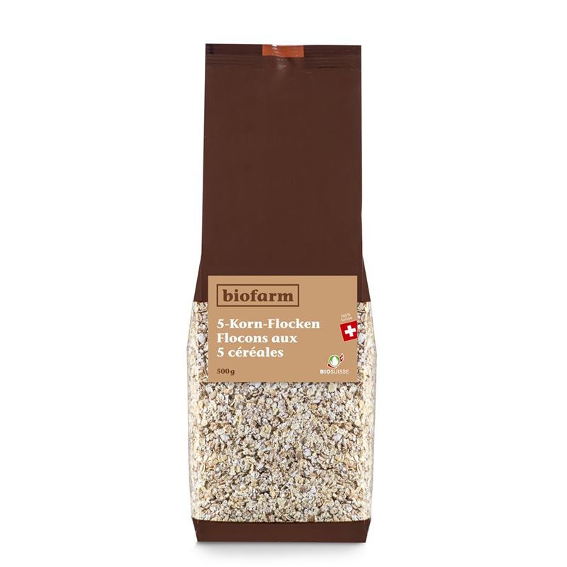 BIOFARM 5 Korn Flocken Knospe Btl 500 g