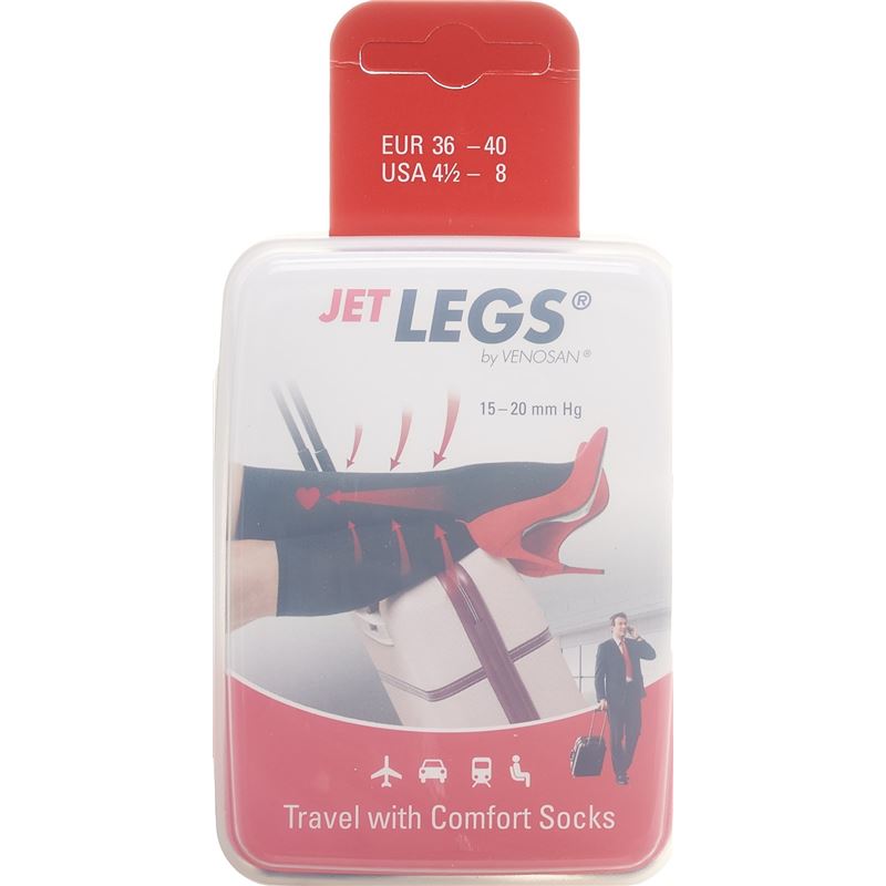 JET LEGS Travel socks 41-45 black Karton 1 Paar