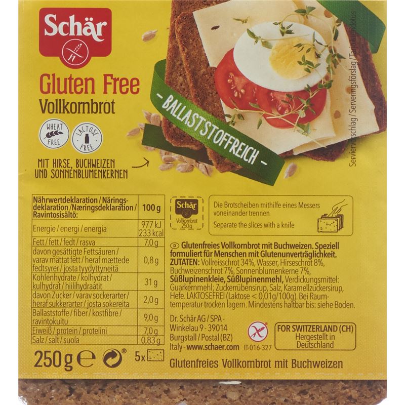SCHÄR Solena Vollkornbrot glutenfrei 250 g