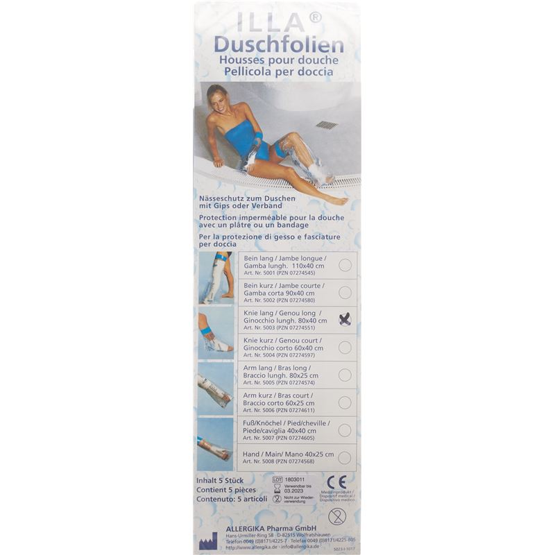 ILLA Dusch Schutzfolie 80x40cm Fuss Knie Btl 5 Stk