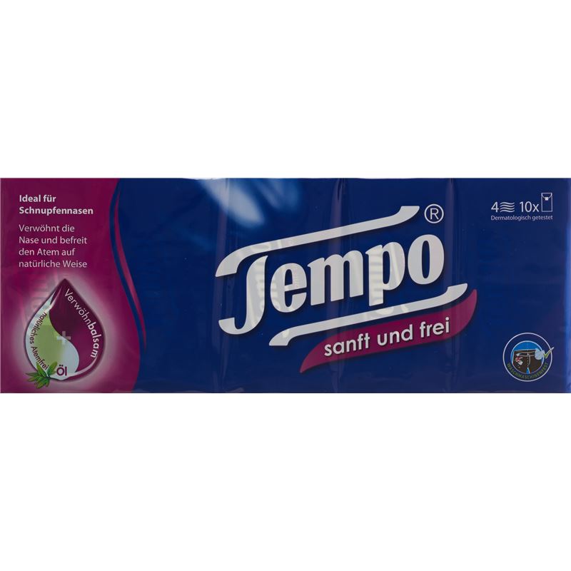 TEMPO Taschentücher Sanft&Frei 10 x 9 Stk