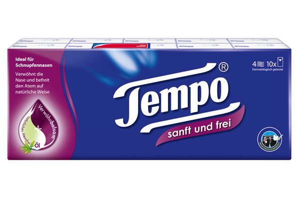TEMPO Taschentücher Sanft&Frei 10 x 9 Stk