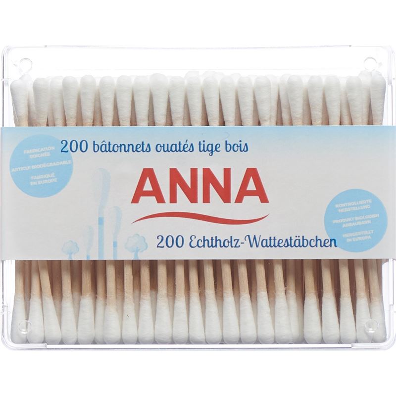 ANNA Wattestäbchen Holz 200 Stk