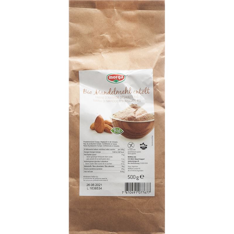 MORGA Mandelmehl entölt glutenfrei Bio 500 g