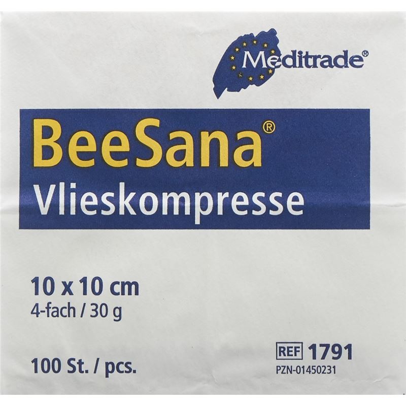 BEESANA Vlieskompr 10x10cm 30g/m2 4f 100 Stk