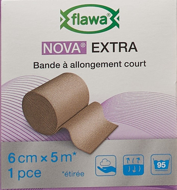 FLAWA NOVA EXTRA Kurzzugbinde 6cmx5m hautfarbig