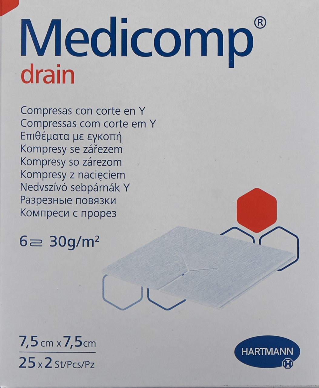 MEDICOMP drain 7.5x7.5 steril 25 Btl 2 Stk