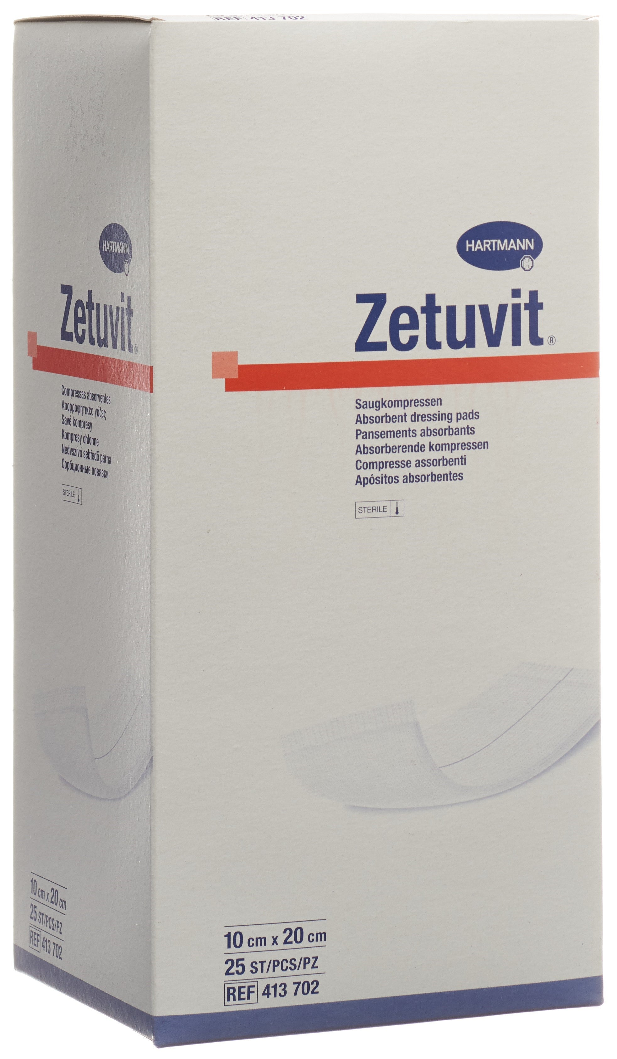 ZETUVIT Absorptionsverband 10x20cm steril 25 Stk