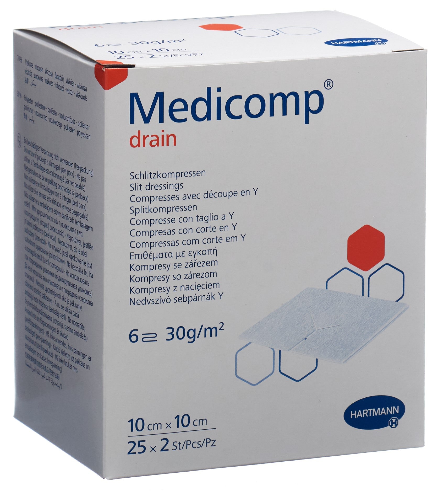 MEDICOMP drain 10x10cm steril 25 Btl 2 Stk