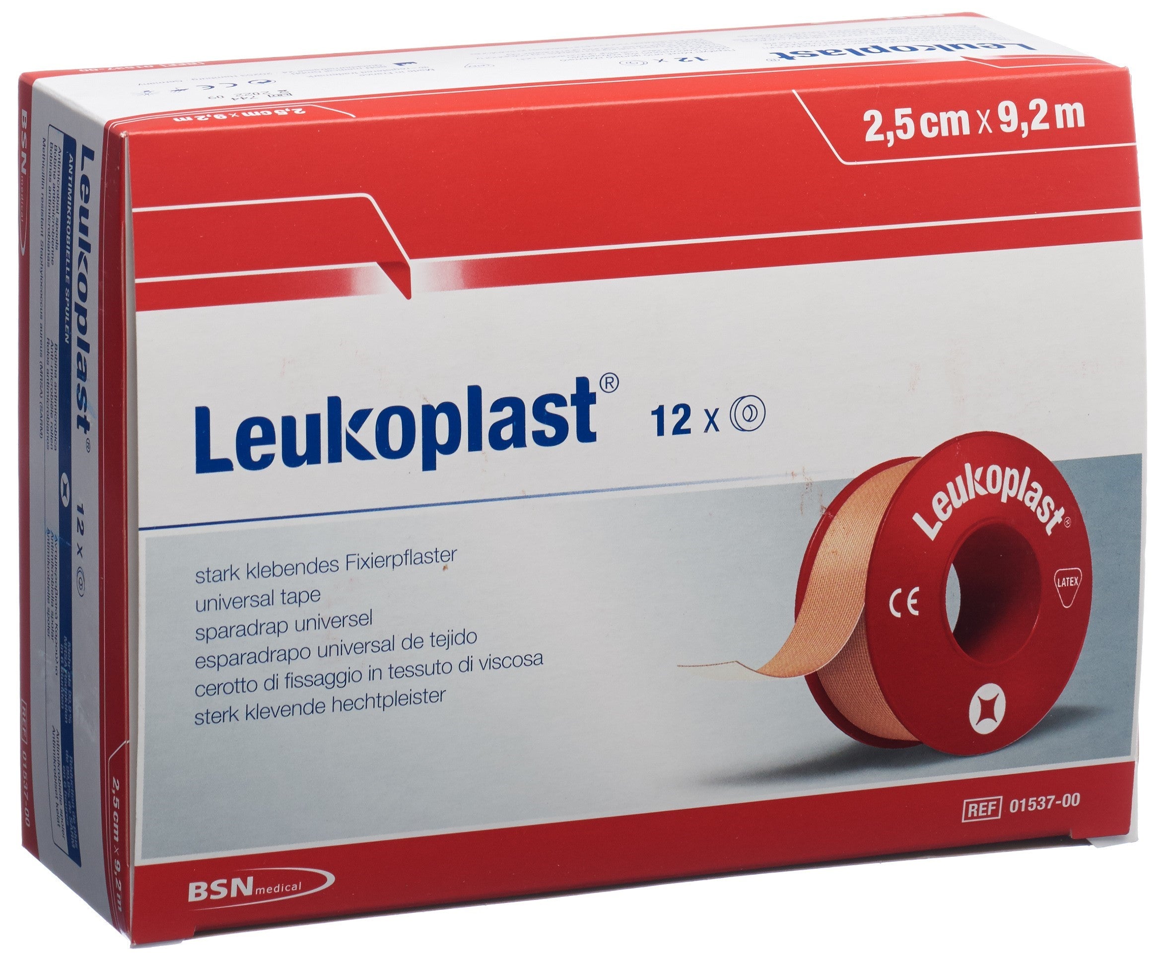 LEUKOPLAST Fixierpfla 9.2mx2.5cm hf o Ring 12 Stk