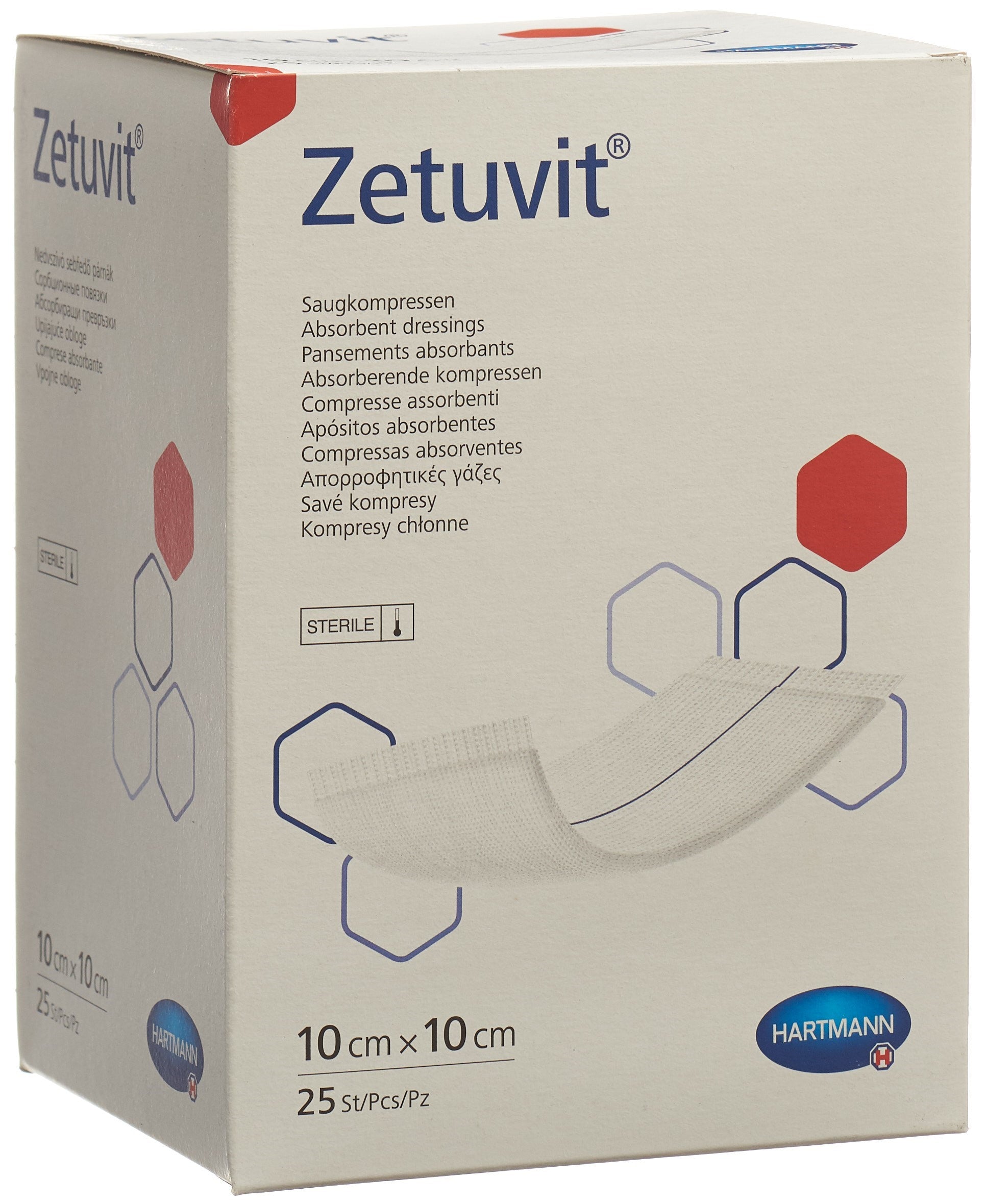 ZETUVIT Absorptionsverband 10x10cm steril 25 Stk