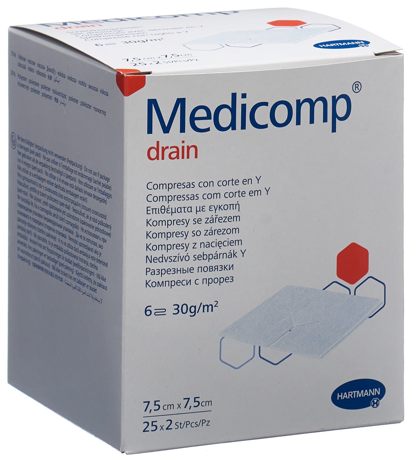 MEDICOMP drain 7.5x7.5 steril 25 Btl 2 Stk