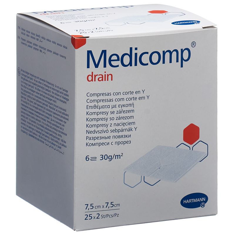 MEDICOMP drain 7.5x7.5 steril 25 Btl 2 Stk