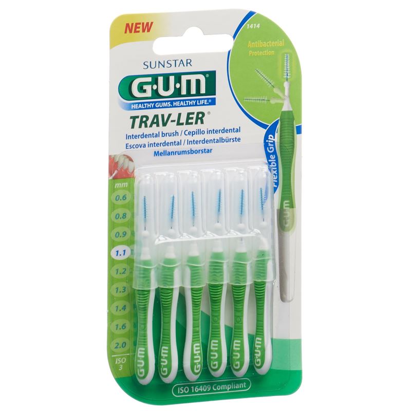 GUM SUNSTAR Trav-Ler 1.1mm conic grün 6 Stk