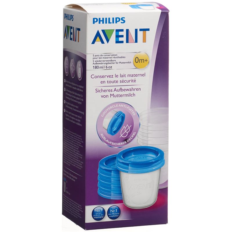 AVENT PHILIPS VIA Aufbewahrbech 180ml 5Bech, 5Deck