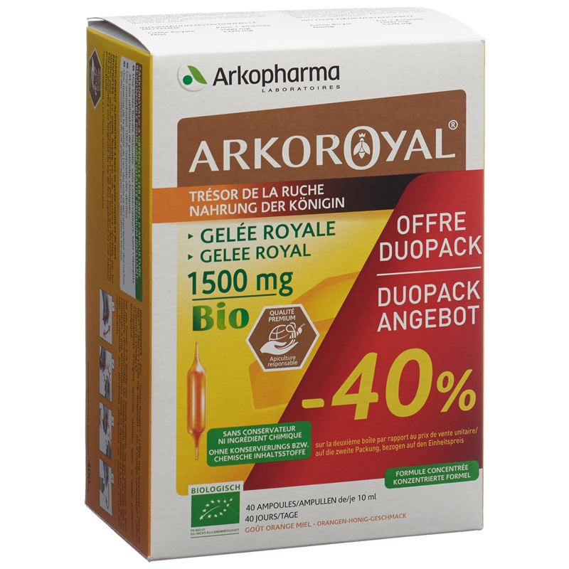 ARKOROYAL Gelée Royale 1500 mg Bio Duo 2 x 20 Stk