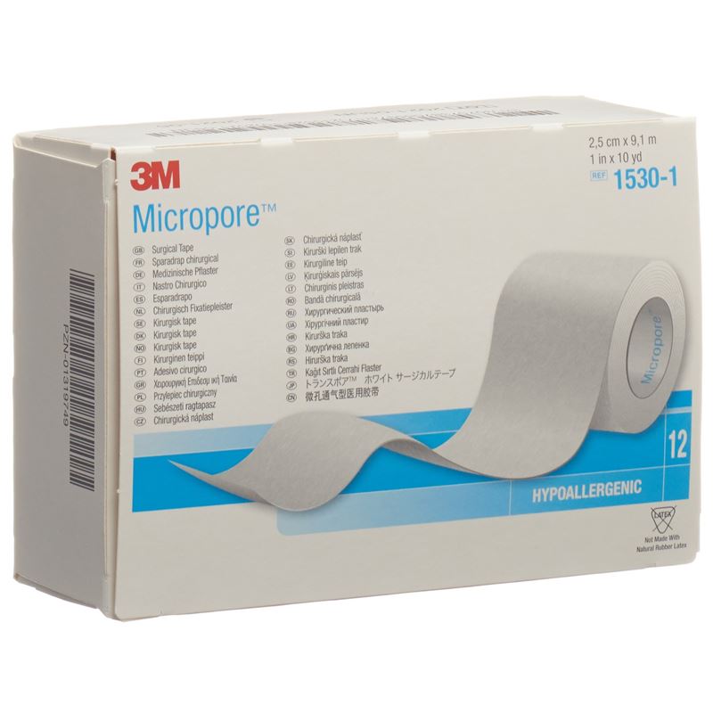 3M MICROPORE Rollenpfl o Disp 25mmx9.14m we 12 Stk