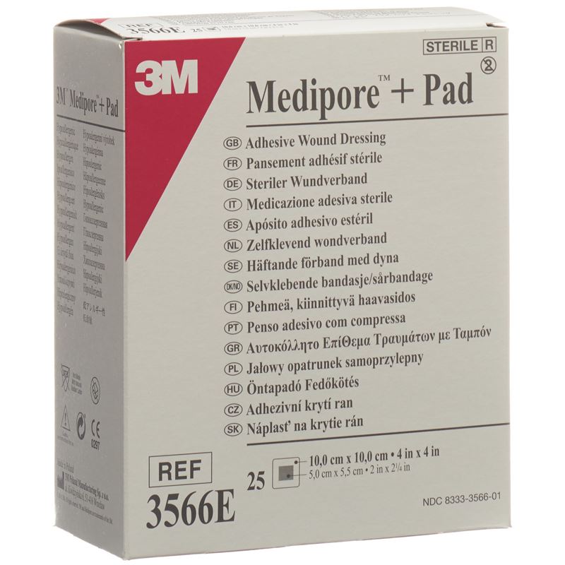 3M MEDIPORE+PAD 10x10cm Wundkissen 5x5.5cm 25 Stk