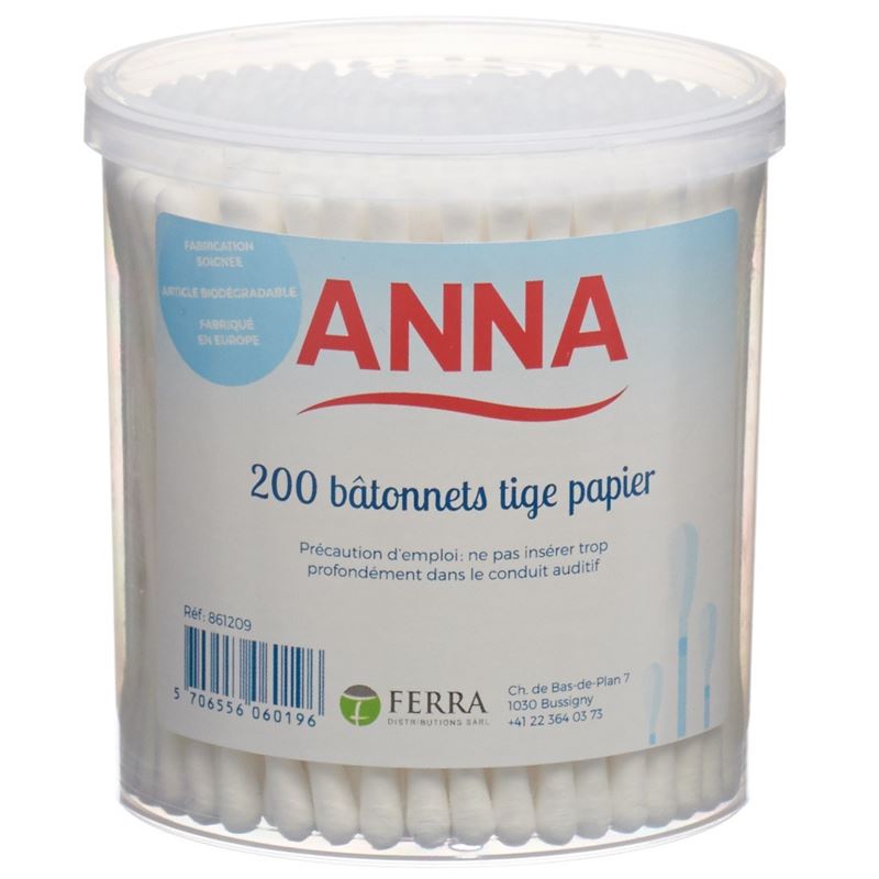 ANNA Wattestäbchen Papier 200 Stk