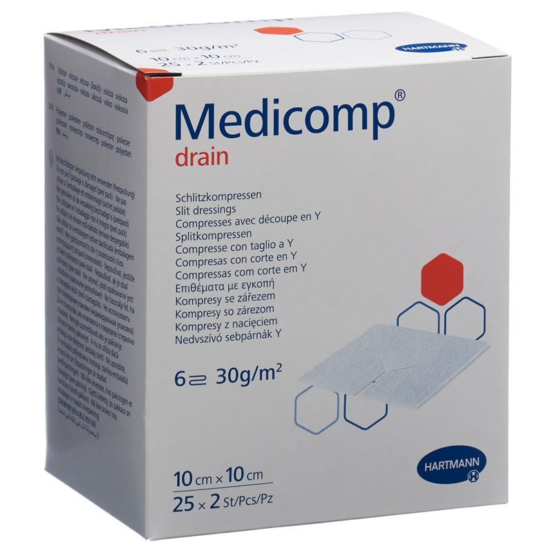 MEDICOMP drain 10x10cm steril 25 Btl 2 Stk