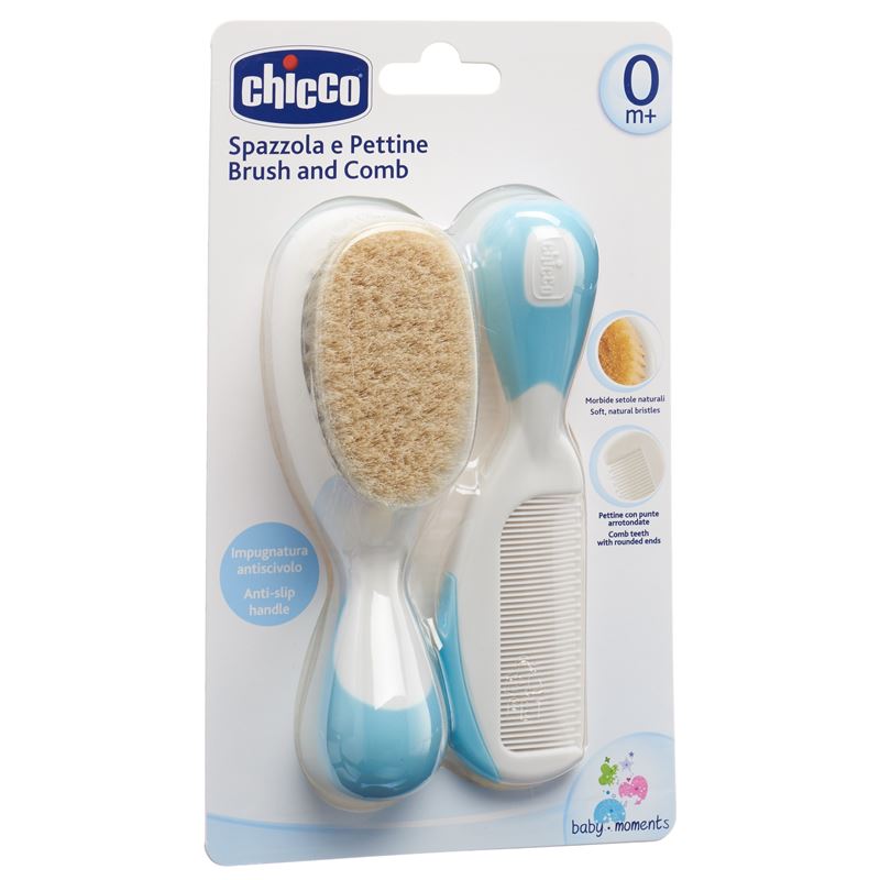 CHICCO Kamm und Bürste Naturborsten light bl 0m+